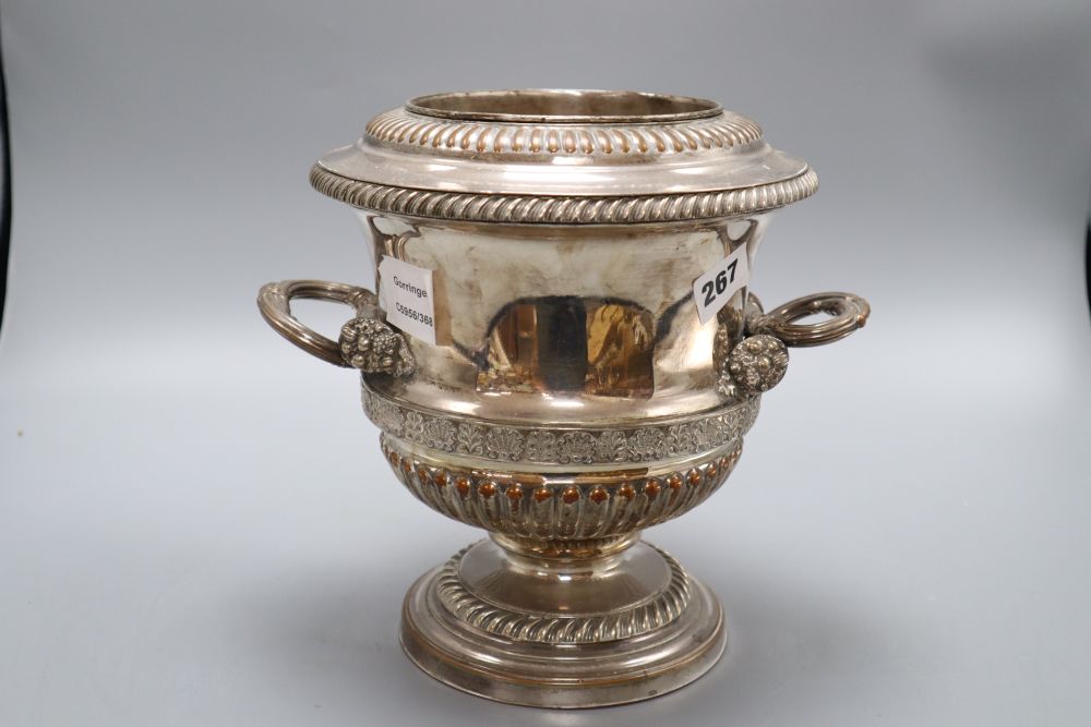 A Regency Sheffield plated wine cooler, height 23cm